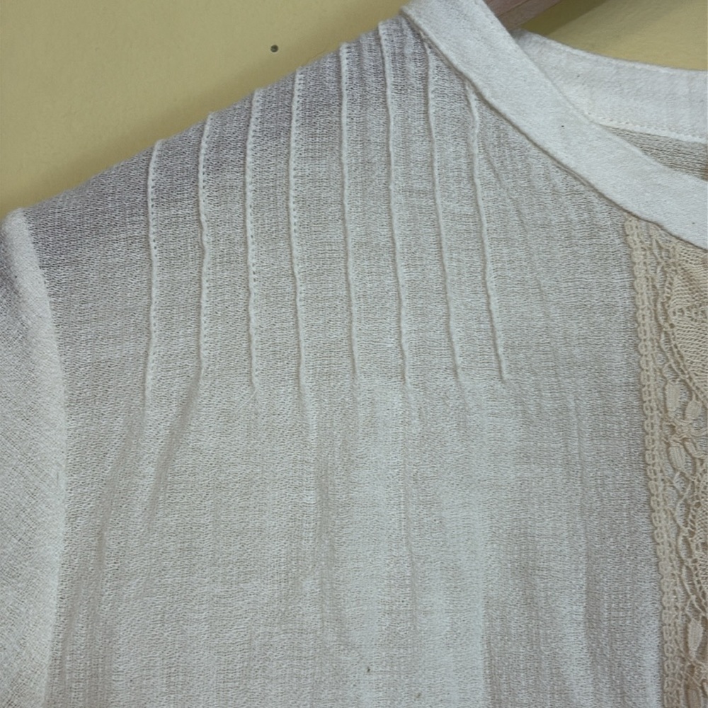 Zyga Lin'n Laundry NWT Medee Chemise Ivory Cotton Gauze Button Up Lace Top FR 40 - Picture 8 of 17